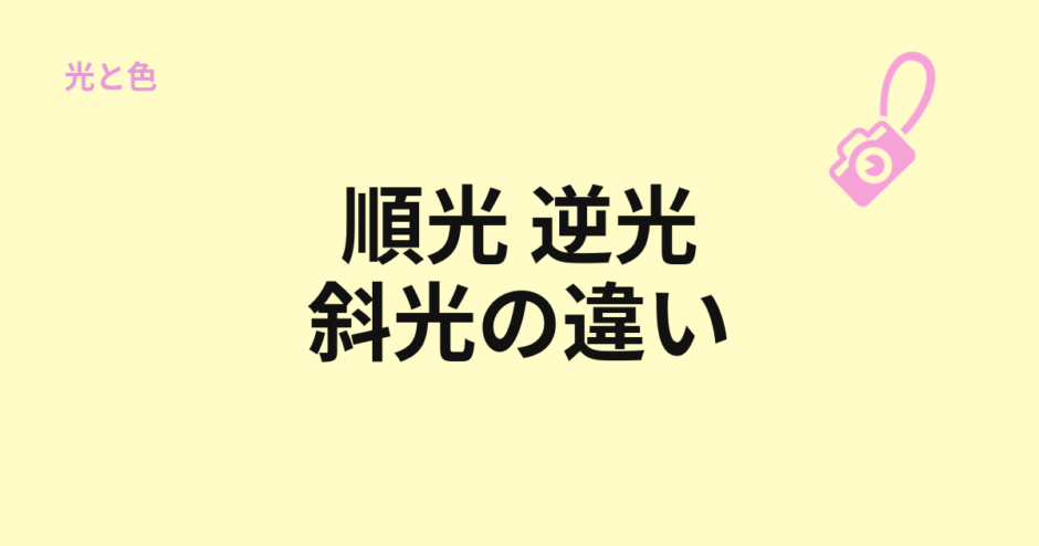 順光、逆光、斜光の違いを示すアイキャッチ